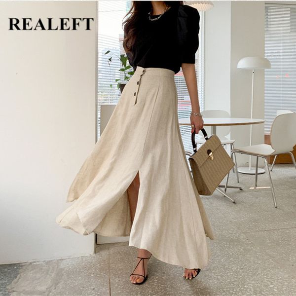 autumn vintage women's skirts cotton and linen casual elastic waist buttons irregular split long female 210428, Black
autumn vintage women's skirts cotton and linen casual elastic waist buttons irregular split long female 210428, Black