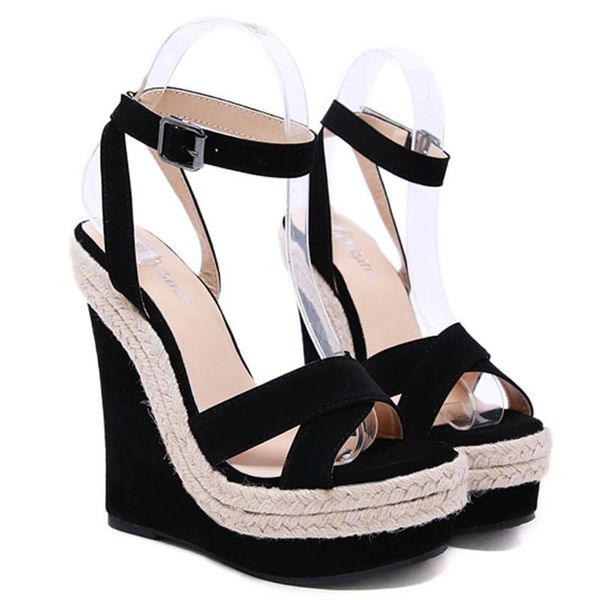 wedges sandals 2021 flock summer shoes woman buckle strap women high heels gladiator, Black
wedges sandals 2021 flock summer shoes woman buckle strap women high heels gladiator, Black