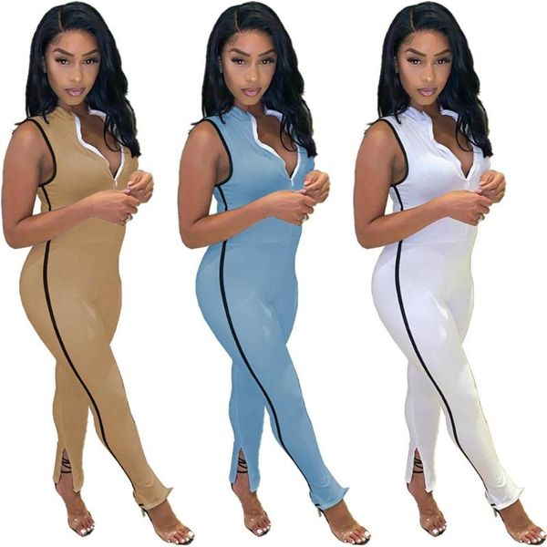 women's jumpsuits & rompers active wear zipper up striped patchwork women sleeveless sport bodycon jumpsuit streetwear one piece romper, Black;white
women's jumpsuits & rompers active wear zipper up striped patchwork women sleeveless sport bodycon jumpsuit streetwear one piece romper, Black;white