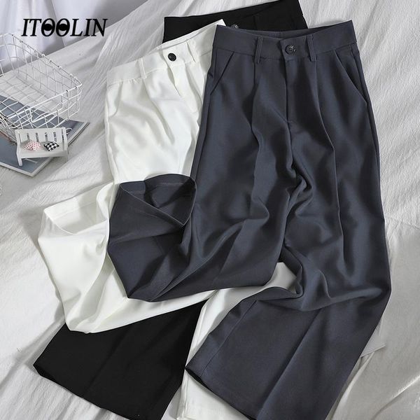 spring 2021 pants women korean fahsion slim fit solid long trousers female high waist wide leg straight suit women's & capris, Black;white
spring 2021 pants women korean fahsion slim fit solid long trousers female high waist wide leg straight suit women's & capris, Black;white