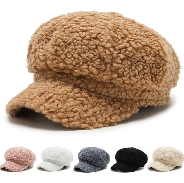 new winter caps women lamb wool baseball hats solid color teddy cashmere thick warm cap, Blue;gray
new winter caps women lamb wool baseball hats solid color teddy cashmere thick warm cap, Blue;gray