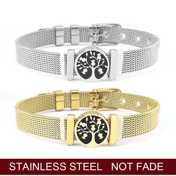 luxury female stainless steel mesh chain bracelet tree of life adjustable bracelets for women cute silver color wedding charm, Golden;silver
luxury female stainless steel mesh chain bracelet tree of life adjustable bracelets for women cute silver color wedding charm, Golden;silver