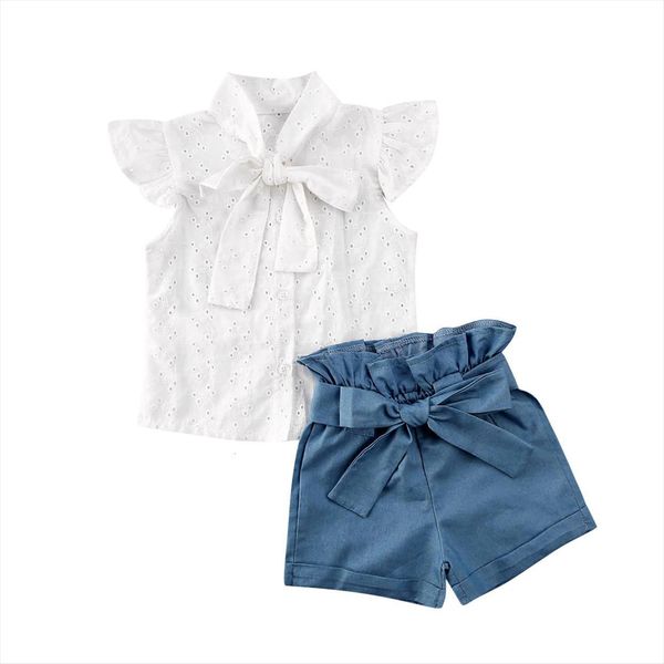 1 6y summer infant kids girls clothes sets bow ruffles sleeve lace flowers t shirts blue shorts, White
1 6y summer infant kids girls clothes sets bow ruffles sleeve lace flowers t shirts blue shorts, White