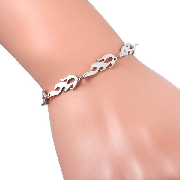 link, chain european and american fashion simple flame bracelet domineering punk rock charm wristband for birthday trendy gifts, Black
link, chain european and american fashion simple flame bracelet domineering punk rock charm wristband for birthday trendy gifts, Black