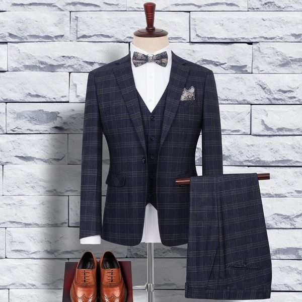 men's suits & blazers 2021 autumn and winter three-piece formal suit fashion boutique check (jacket+vest+pants), White;black
men's suits & blazers 2021 autumn and winter three-piece formal suit fashion boutique check (jacket+vest+pants), White;black