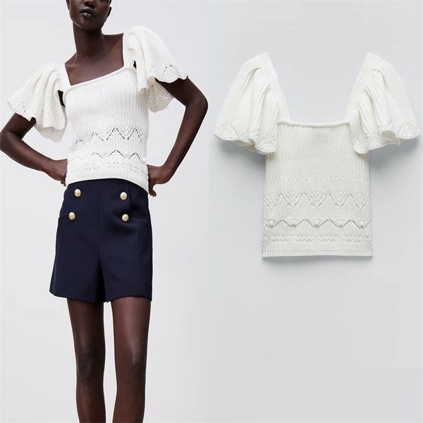 white ruffle knit sweater women short puff sleeve elastic spring pullover feminine fashion streetwear soft knitted 210524
white ruffle knit sweater women short puff sleeve elastic spring pullover feminine fashion streetwear soft knitted 210524