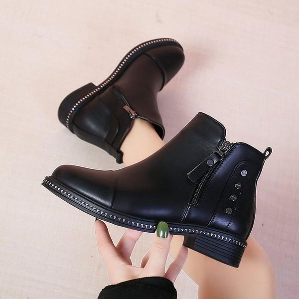 boots for women shoes female autumn british style leather flat with ankle motorcycle bootie botas de mujer, Black
boots for women shoes female autumn british style leather flat with ankle motorcycle bootie botas de mujer, Black