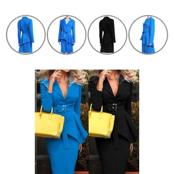 two piece dress single-breasted autumn winter pure color lace-up suit jacket skirt for party, White
two piece dress single-breasted autumn winter pure color lace-up suit jacket skirt for party, White