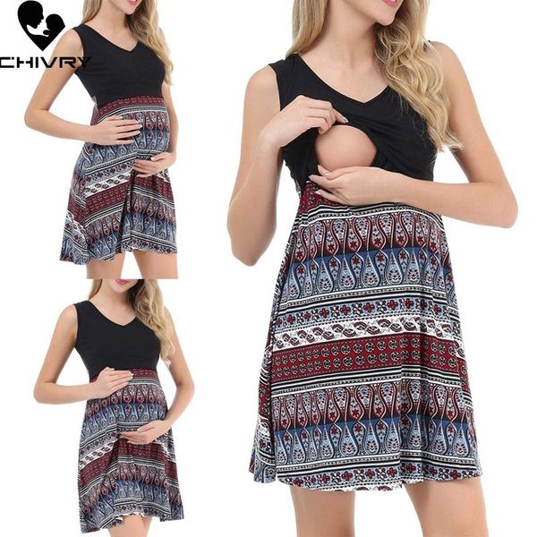 summer maternity dress pregnant women sleeveless v-neck ethnic print nursing breastfeeding dresses vestidos, White
summer maternity dress pregnant women sleeveless v-neck ethnic print nursing breastfeeding dresses vestidos, White