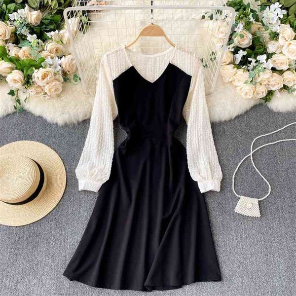 women long sleeve hit color vintage stitching dress v-neck slim short fashion spring summer 11b716 210525, Black;gray
women long sleeve hit color vintage stitching dress v-neck slim short fashion spring summer 11b716 210525, Black;gray