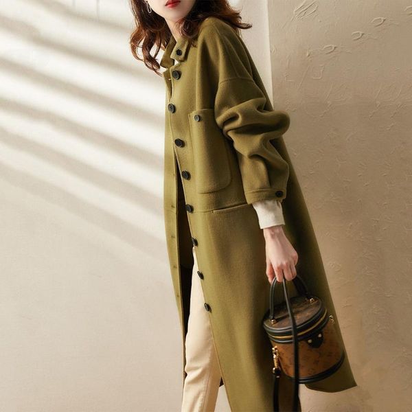 women's wool & blends arrival spring/autumn women loose casual long sleeve turn-down collar coat cotton pocket single breasted woolen w, Black
women's wool & blends arrival spring/autumn women loose casual long sleeve turn-down collar coat cotton pocket single breasted woolen w, Black