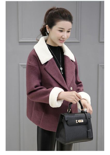 women's wool & blends elegant short blend ladies coat turn-down collar jacket pockets solid korean womens fashion, Black
women's wool & blends elegant short blend ladies coat turn-down collar jacket pockets solid korean womens fashion, Black