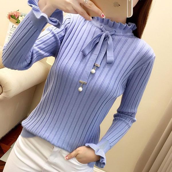 women's sweaters autumn and winter bow tie pullover warm sweater for ear edge flared sleeve bottoming, White;black
women's sweaters autumn and winter bow tie pullover warm sweater for ear edge flared sleeve bottoming, White;black