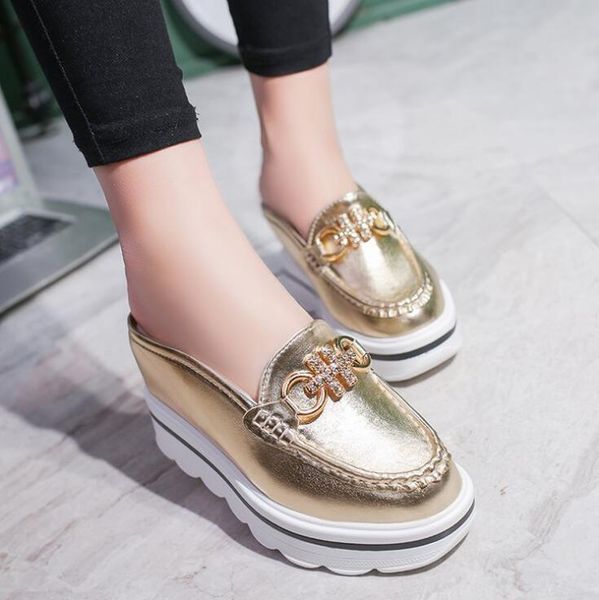 slippers woman mules shoes sandals rhinestone chains metal buckle design baotou platform wedges slipper, Black
slippers woman mules shoes sandals rhinestone chains metal buckle design baotou platform wedges slipper, Black