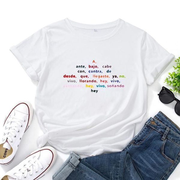 women's t-shirt a, ante, bajo, cabe con, contra, de woman t shirt cotton o-neck casual women t-shirts black red letters tshirt femme, White
women's t-shirt a, ante, bajo, cabe con, contra, de woman t shirt cotton o-neck casual women t-shirts black red letters tshirt femme, White