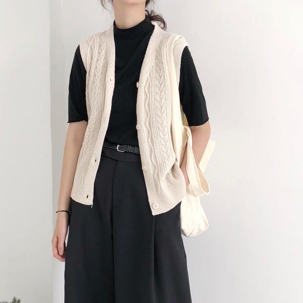 fashion ol basic vintage sweater women vest sleeveless autumn winter elegant solid formal knitted cardigan 210421, White;black
fashion ol basic vintage sweater women vest sleeveless autumn winter elegant solid formal knitted cardigan 210421, White;black