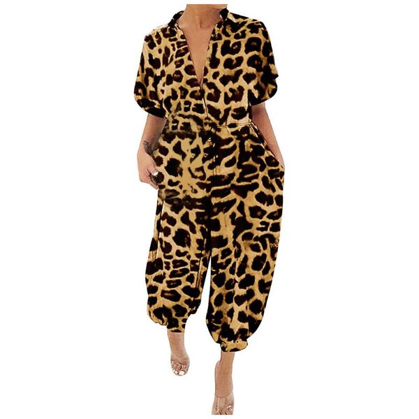 women's jumpsuits & rompers fashion leopard print summer short sleeve long pant streewear button deep v neck lady office casual overall, Black;white
women's jumpsuits & rompers fashion leopard print summer short sleeve long pant streewear button deep v neck lady office casual overall, Black;white