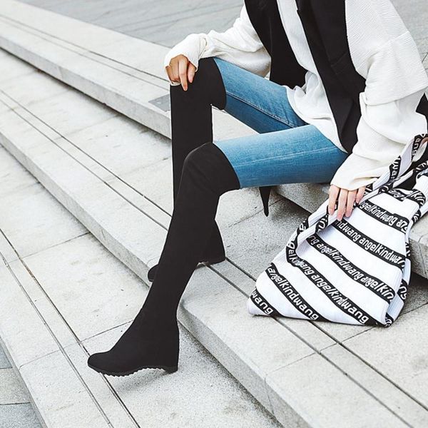 boots ochanmeb big plus size 44 women stretch ladies faux suede over-the-knee wedge heels shoes height increasing footwear, Black
boots ochanmeb big plus size 44 women stretch ladies faux suede over-the-knee wedge heels shoes height increasing footwear, Black
