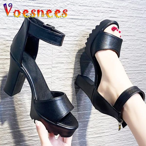 sandals cover heel leather lady thick summer simple design one word buckle women shoes open toe super high, Black
sandals cover heel leather lady thick summer simple design one word buckle women shoes open toe super high, Black