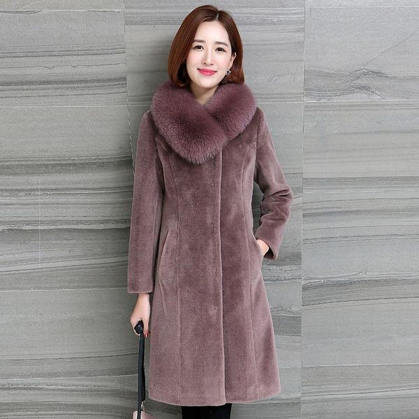 women's fur & faux genuine wool jacket collar coats vintage elegant clothing sheep shearing coat manteau femme zjt756, Black
women's fur & faux genuine wool jacket collar coats vintage elegant clothing sheep shearing coat manteau femme zjt756, Black
