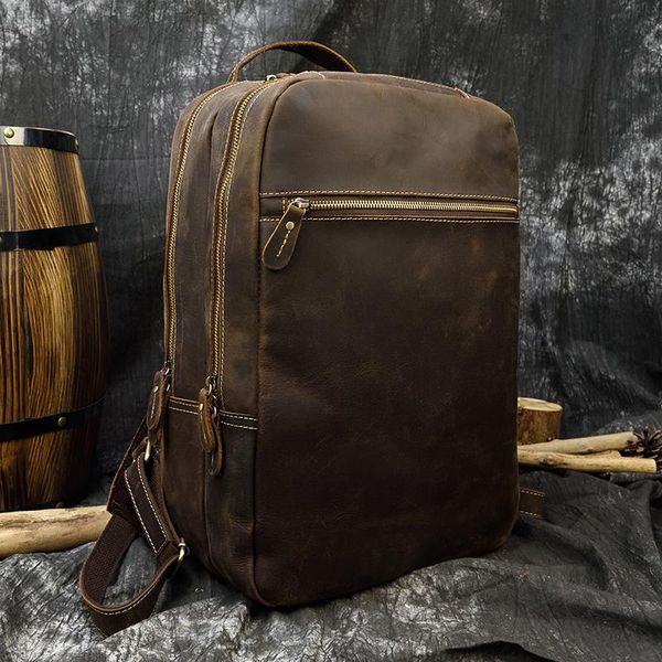 backpack maheu men genuine leather double zipper lapbagpack vintage cow school bag high capacity computer backpacks
backpack maheu men genuine leather double zipper lapbagpack vintage cow school bag high capacity computer backpacks
