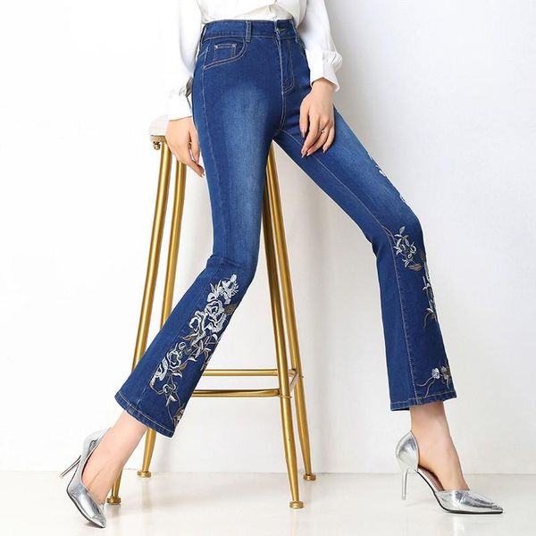 women's pants & capris women flare jeans embroidered ankle-length bell bottom high waist woman dark blue stretch slim denim femme mujer, Black;white
women's pants & capris women flare jeans embroidered ankle-length bell bottom high waist woman dark blue stretch slim denim femme mujer, Black;white