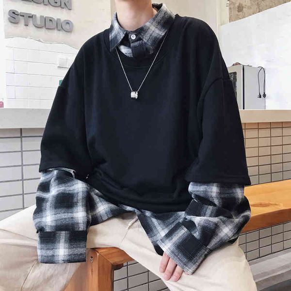 men's hoodies & sweatshirts casual cotton clothes pullover plaid printing long sleeves false two piece loose coats m-2xl t3w7, Black
men's hoodies & sweatshirts casual cotton clothes pullover plaid printing long sleeves false two piece loose coats m-2xl t3w7, Black