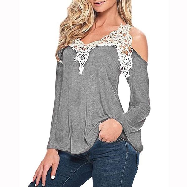 women's blouses & shirts 2021 products fashionable women shirt lace stitching strapless v-neck long sleeve loose plus size s-5xl, White
women's blouses & shirts 2021 products fashionable women shirt lace stitching strapless v-neck long sleeve loose plus size s-5xl, White