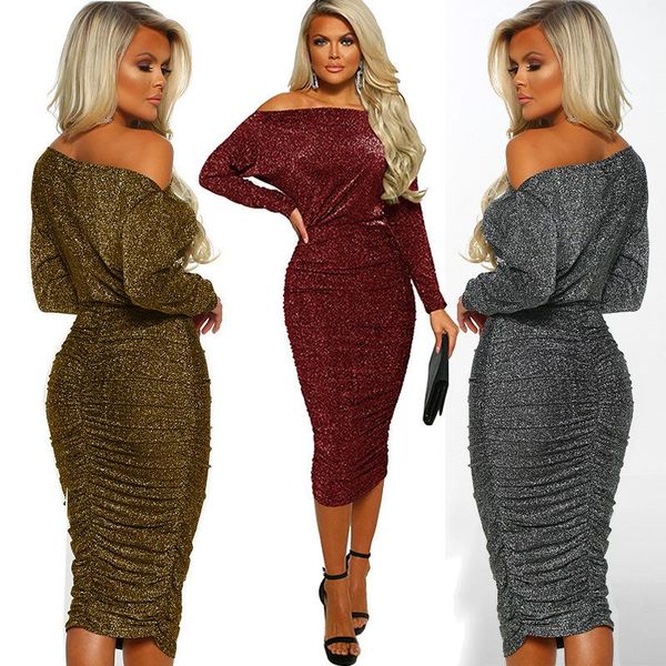 casual dresses summer 2021 long sleeve off shoulder shiny party dress women's pullover elegant large, Black;gray
casual dresses summer 2021 long sleeve off shoulder shiny party dress women's pullover elegant large, Black;gray