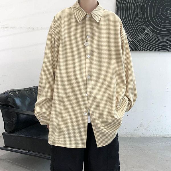 men's casual shirts autumn korean fashion loose plaid for men long sleeve button harajuku male blouses, White;black
men's casual shirts autumn korean fashion loose plaid for men long sleeve button harajuku male blouses, White;black