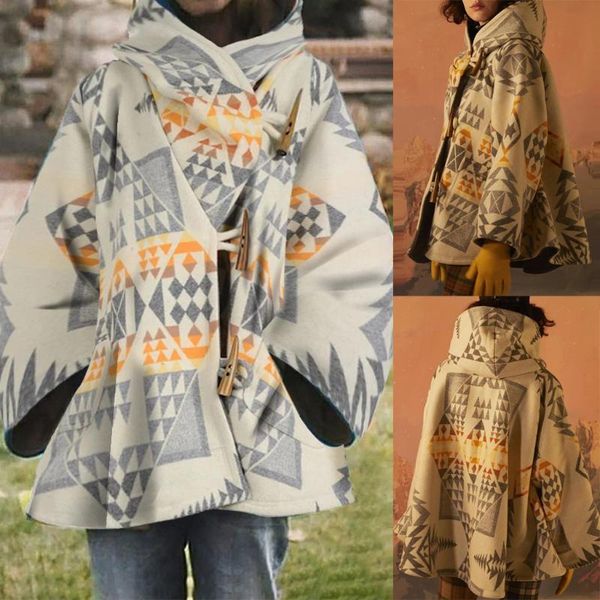 women's wool & blends lady single row horn button winter turtleneck windproof jacket fashion geometric print retro long-sleeved hooded, Black
women's wool & blends lady single row horn button winter turtleneck windproof jacket fashion geometric print retro long-sleeved hooded, Black