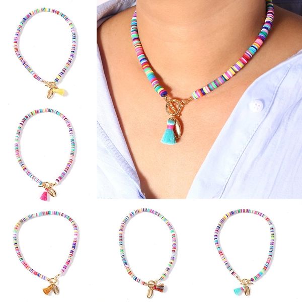 alloy shell pendant necklace for women colorful tassel soft clay choker necklace lovely clavicle chain beach party gift jewelry, Silver
alloy shell pendant necklace for women colorful tassel soft clay choker necklace lovely clavicle chain beach party gift jewelry, Silver