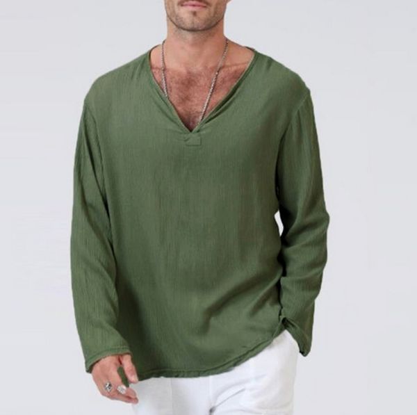 men's t-shirts linen national style loose men's v-neck solid long sleeve t-shirt, White;black
men's t-shirts linen national style loose men's v-neck solid long sleeve t-shirt, White;black