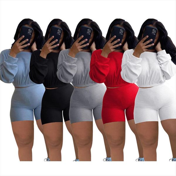 solid elastic hight women tracksuits long sleeve cropped high waist biker shorts ribbed tracksuit casual 2 piece matching set, Gray
solid elastic hight women tracksuits long sleeve cropped high waist biker shorts ribbed tracksuit casual 2 piece matching set, Gray