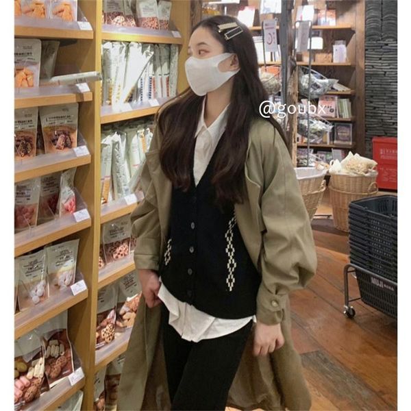 women's trench coats fall 2021 graceful fashionable set western style high-looking chic design sense niche age-reducing three-piece, Tan;black
women's trench coats fall 2021 graceful fashionable set western style high-looking chic design sense niche age-reducing three-piece, Tan;black