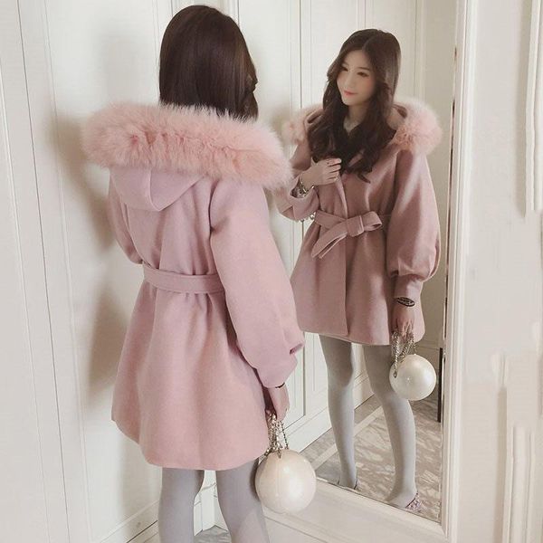 autumn and winter pink wool coat female 2021 korean loose hooded sashes full sleeve office ladies woolen jacket f2122 women's & blends, Black
autumn and winter pink wool coat female 2021 korean loose hooded sashes full sleeve office ladies woolen jacket f2122 women's & blends, Black