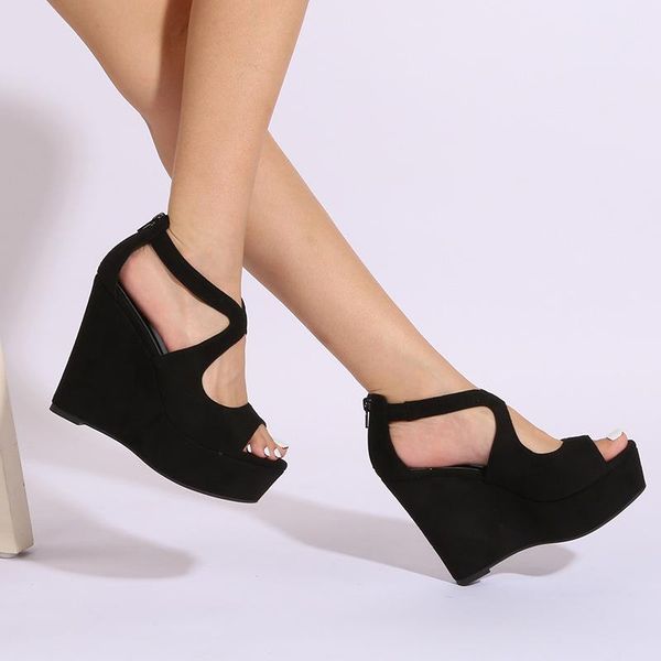sandals fashion flock peep toe wedges heels cross wrap casual women shoes, Black
sandals fashion flock peep toe wedges heels cross wrap casual women shoes, Black
