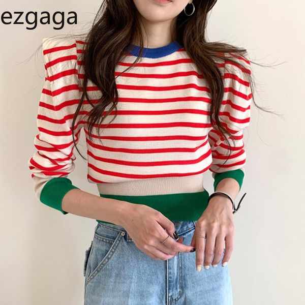 women's sweaters ezgaga stripe sweater pullover women chic fashion o-neck long puff sleeve stretch ladies crop all-match streetwear, White;black
women's sweaters ezgaga stripe sweater pullover women chic fashion o-neck long puff sleeve stretch ladies crop all-match streetwear, White;black