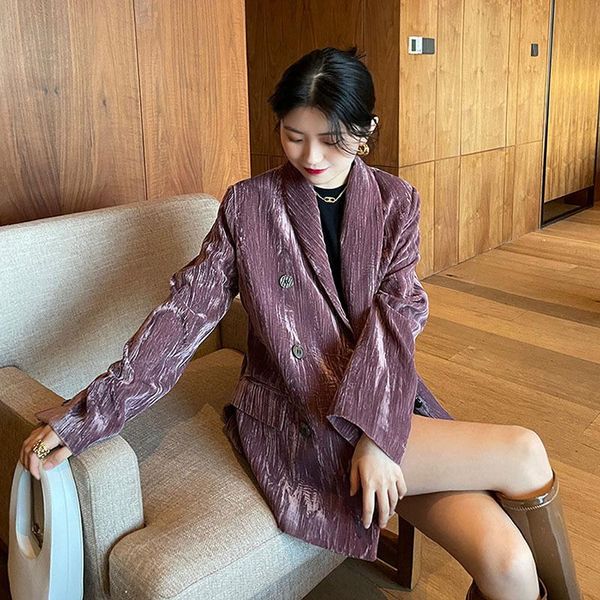 women's suits & blazers spring vintage haze pink wrinkled bark velour double breasted loose casual plus size women suit jacket female s, White;black
women's suits & blazers spring vintage haze pink wrinkled bark velour double breasted loose casual plus size women suit jacket female s, White;black