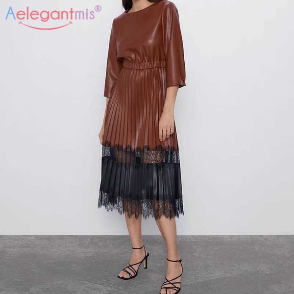 aelegantmis vintage faux leather dress women patchwork lace long pu dresses three quarter elegant vestidos mujer 210607, Black;gray
aelegantmis vintage faux leather dress women patchwork lace long pu dresses three quarter elegant vestidos mujer 210607, Black;gray