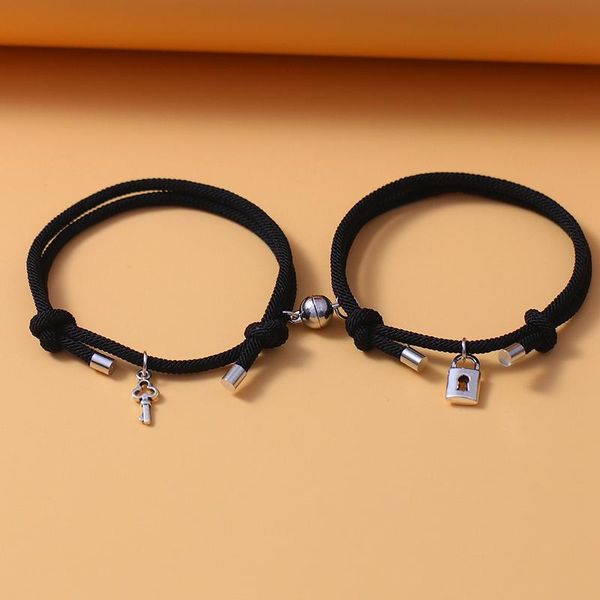 charm bracelets 2pcs/set paired bracelet with magnets classic key lock braslet gifts for couples elastic hair rope friendship brazalete joya, Golden;silver
charm bracelets 2pcs/set paired bracelet with magnets classic key lock braslet gifts for couples elastic hair rope friendship brazalete joya, Golden;silver