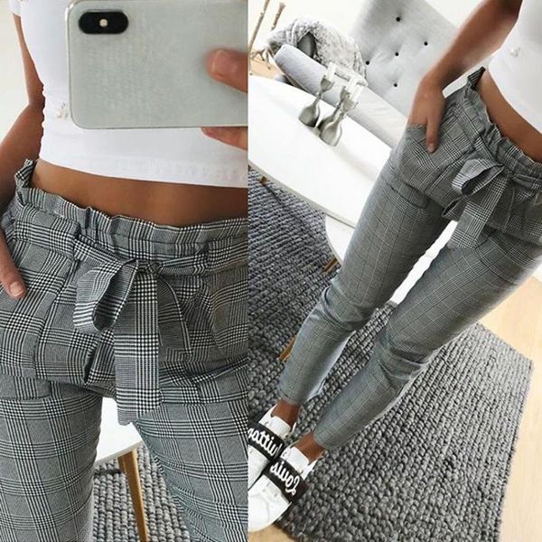 women's pants & capris 2021 fashion spring vintage gray grid casual women trousers female streetwear summer, Black;white
women's pants & capris 2021 fashion spring vintage gray grid casual women trousers female streetwear summer, Black;white