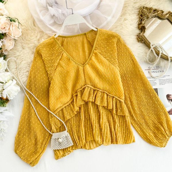 women autumn 2021 chic v-collar ruffle chiffon shirt lady long sleeve elegant blouse clothing camisas mujer k100 women's blouses & shir, White
women autumn 2021 chic v-collar ruffle chiffon shirt lady long sleeve elegant blouse clothing camisas mujer k100 women's blouses & shir, White