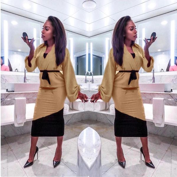 two piece dress office ladies pieces outfits long sleeve fall winter patchwork women suit and midi skirt set dl5096, White
two piece dress office ladies pieces outfits long sleeve fall winter patchwork women suit and midi skirt set dl5096, White