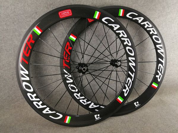 italian flag logo 700c 3k glossy 60mm carrowter carbon road bike wheels front rear wheelset with 23mm width black novatec a271 hubs 11 speed
italian flag logo 700c 3k glossy 60mm carrowter carbon road bike wheels front rear wheelset with 23mm width black novatec a271 hubs 11 speed