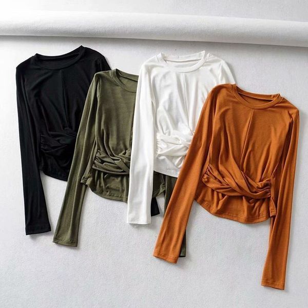 t shirt 2021 fashion pullover round neck long sleeve slim solid women's pleated bottomed top, White
t shirt 2021 fashion pullover round neck long sleeve slim solid women's pleated bottomed top, White