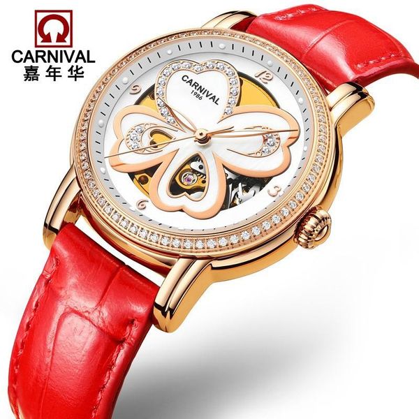 wristwatches rose gold carnival women watch fashion automatic mechanical luxury waterproof sapphire casual leather, Slivery;brown
wristwatches rose gold carnival women watch fashion automatic mechanical luxury waterproof sapphire casual leather, Slivery;brown