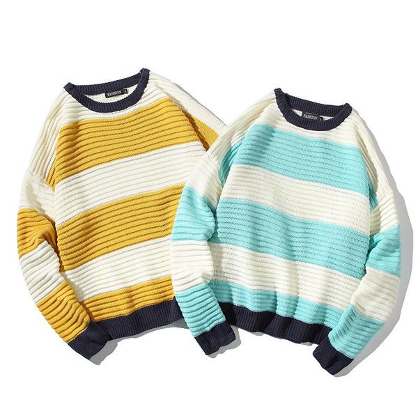men's sweaters 2022 autumn striped patchwork round neck sweater teenagers bold stripes casual, White;black
men's sweaters 2022 autumn striped patchwork round neck sweater teenagers bold stripes casual, White;black