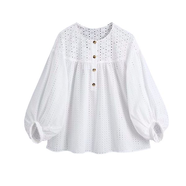 women's blouses & shirts sweet women o neck single breasted blouse 2021 spring fashion ladies solid color vintage female embroider, White
women's blouses & shirts sweet women o neck single breasted blouse 2021 spring fashion ladies solid color vintage female embroider, White