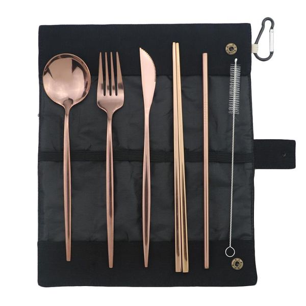 dinnerware sets portable travel flatware set rose gold 18/10 stainless steel knife fork spoon chopsticks straw with cleaner brush
dinnerware sets portable travel flatware set rose gold 18/10 stainless steel knife fork spoon chopsticks straw with cleaner brush